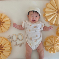 ペーパーファン お食い初め 祝百日 百日祝い 100日 ハーフバースデー セルフフォト　寝相アート 3枚目の画像