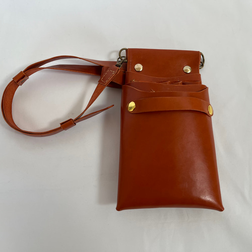 好評！オレンジキャメル色 レザーシザーケース6丁差し (ショルダー