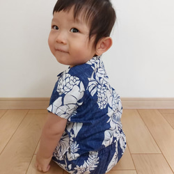 【SALE】ベビー　コットンプリント　オープンカラーシャツ　アロハスタイル　セットアップ 2枚目の画像