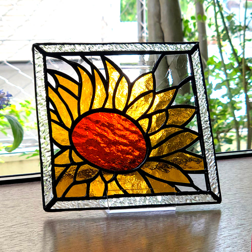 ステンドグラス パネル 『ひまわり』 フォトフレーム・写真立て yoyo  