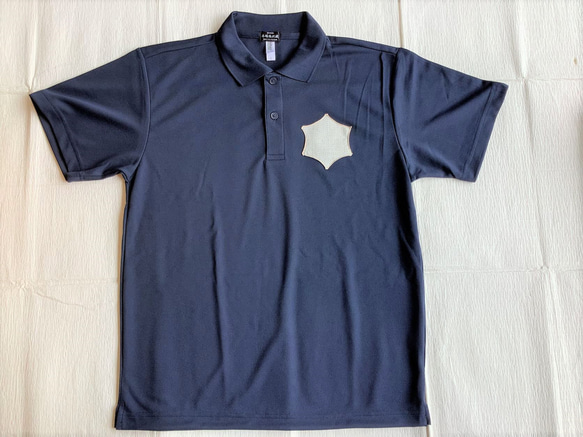 伝統織物のトップブランド塩沢紬をワンポイントに使った ポロシャツ(Lサイズ)R11 1枚目の画像