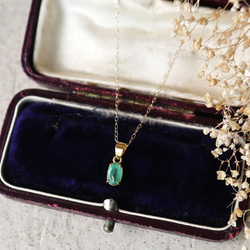 【K10】ザンビア産エメラルドの一粒ネックレス(オーバルファセットカット)＊5月誕生石 1枚目の画像