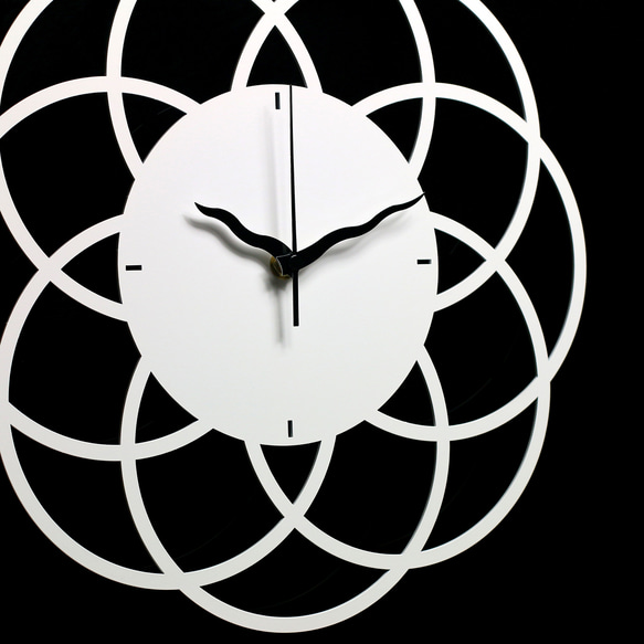 【OPUS Dongqi Metalworking】ヨーロピアンアイアンアート椿時計-咲く（白）/メタル掛け時計/椿の花型掛け時 4枚目の画像