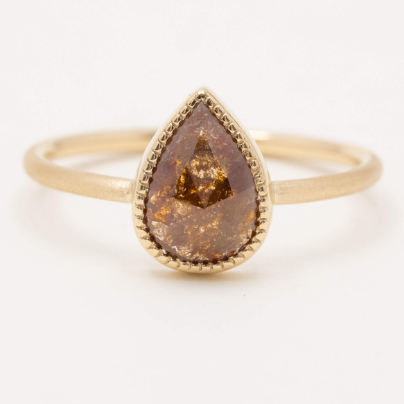 Cherry Brown Drop Diamond Ring 1枚目の画像