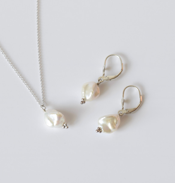 ギフトセット 淡水パール ネックレス ピアス イヤリング シルバー 