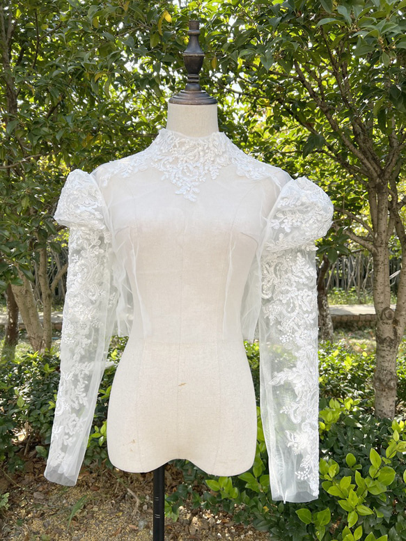 ウエディング ドレス ボレロ レース 刺繍 白 ホワイト