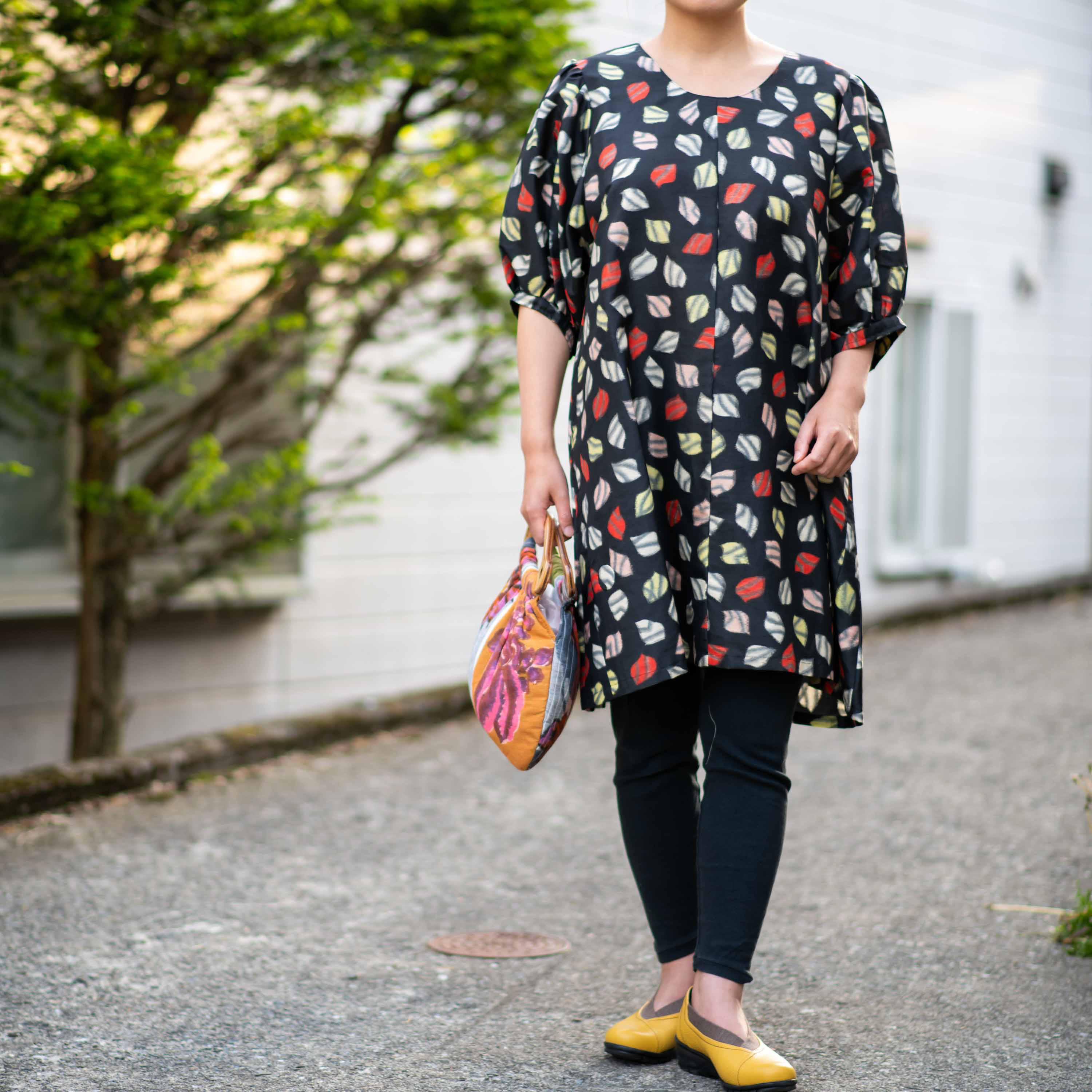 銘仙 着物リメイク チュニック 七分袖 小傷あり パフスリーブ - 通販