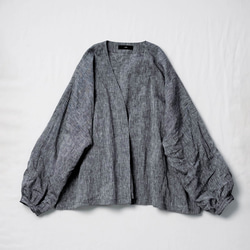[wafu] 亞麻外套，永恆的青年布罩/灰色 h002d-gry1 第19張的照片