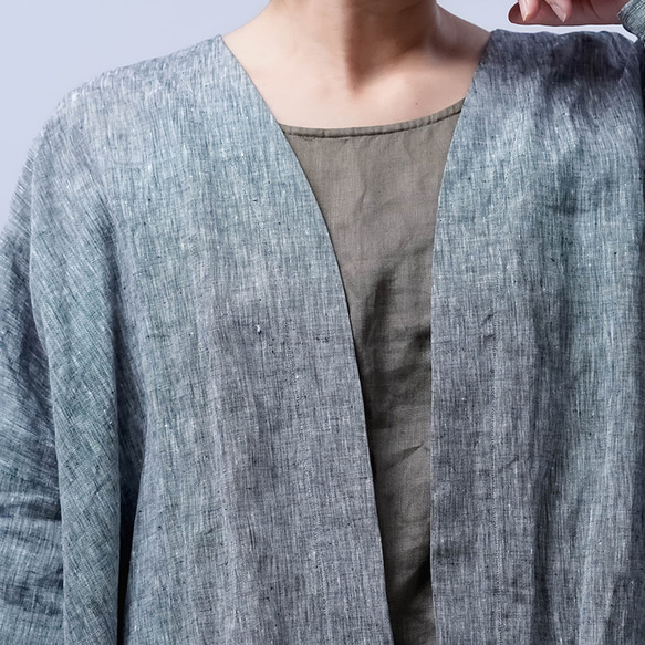 [wafu] 亞麻外套，永恆的青年布罩/灰色 h002d-gry1 第15張的照片