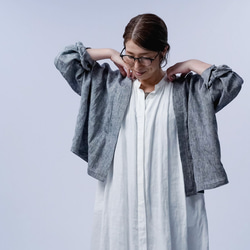 [wafu] 亞麻外套，永恆的青年布罩/灰色 h002d-gry1 第12張的照片