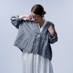 [wafu] 亞麻外套，永恆的青年布罩/灰色 h002d-gry1 第14張的照片