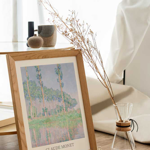 クロード モネ、ポプラ並木、風景画、ポスター、シンプルモダン、北欧