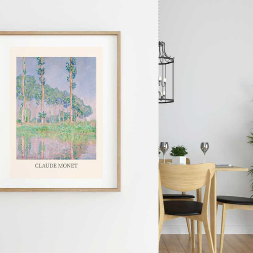 クロード モネ、ポプラ並木、風景画、ポスター、シンプルモダン、北欧