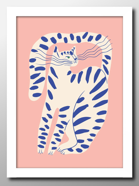 13551　ポスター　絵画　A3サイズ『猫　ネコ　モダン』アート　イラスト　デザイン　上級マット紙　北欧 1枚目の画像