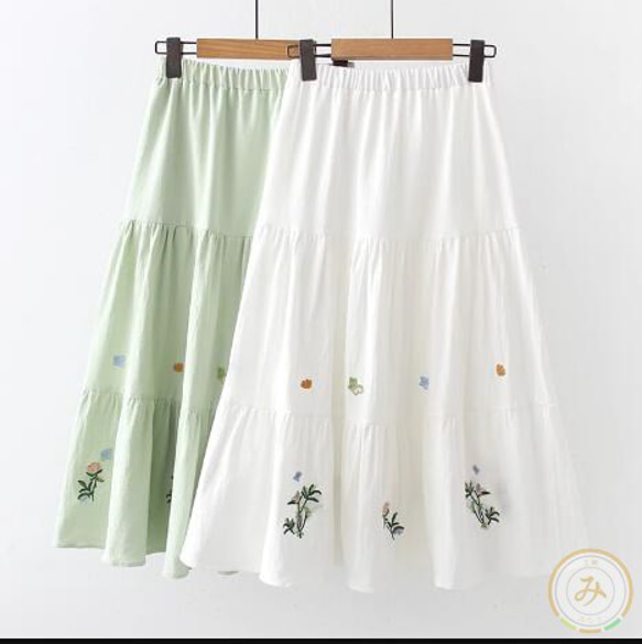 花刺繡スカート 3枚目の画像