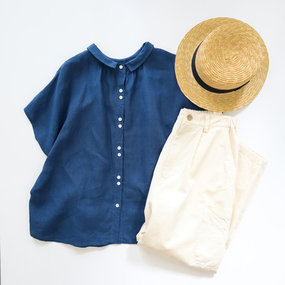 2way tuck & gather blouse (pistachio/linen) 16枚目の画像