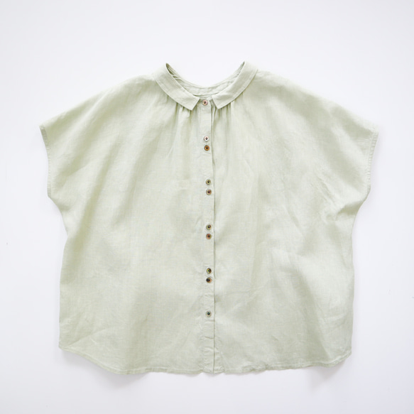 2way tuck & gather blouse (pistachio/linen) 2枚目の画像