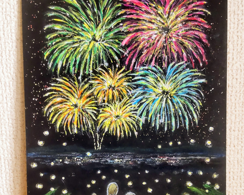 ホタルの光に包まれ 花火を見上げる わくわくする 特別な場所 【原画