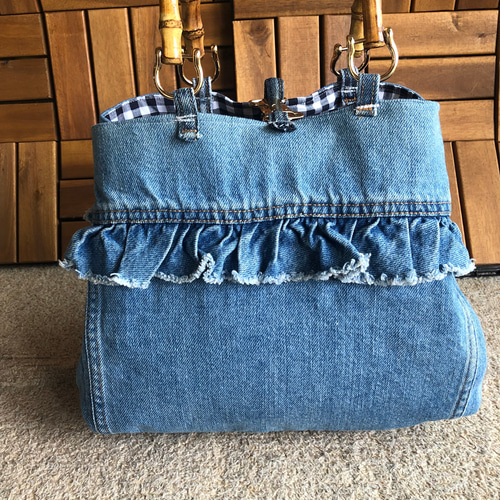デニムフリルバッグ トートバッグ 6shop 通販 16185185｜Creema(クリーマ)