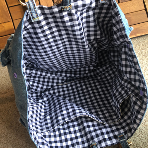 デニムリメイク フリル2wayバック デニム*リメイク♪☆~2段フリル~☆ショルダーバッグ