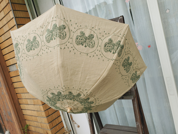 ミナペルホネンUV カットハンドメイド折り畳み日傘収納袋付き 1枚目の画像
