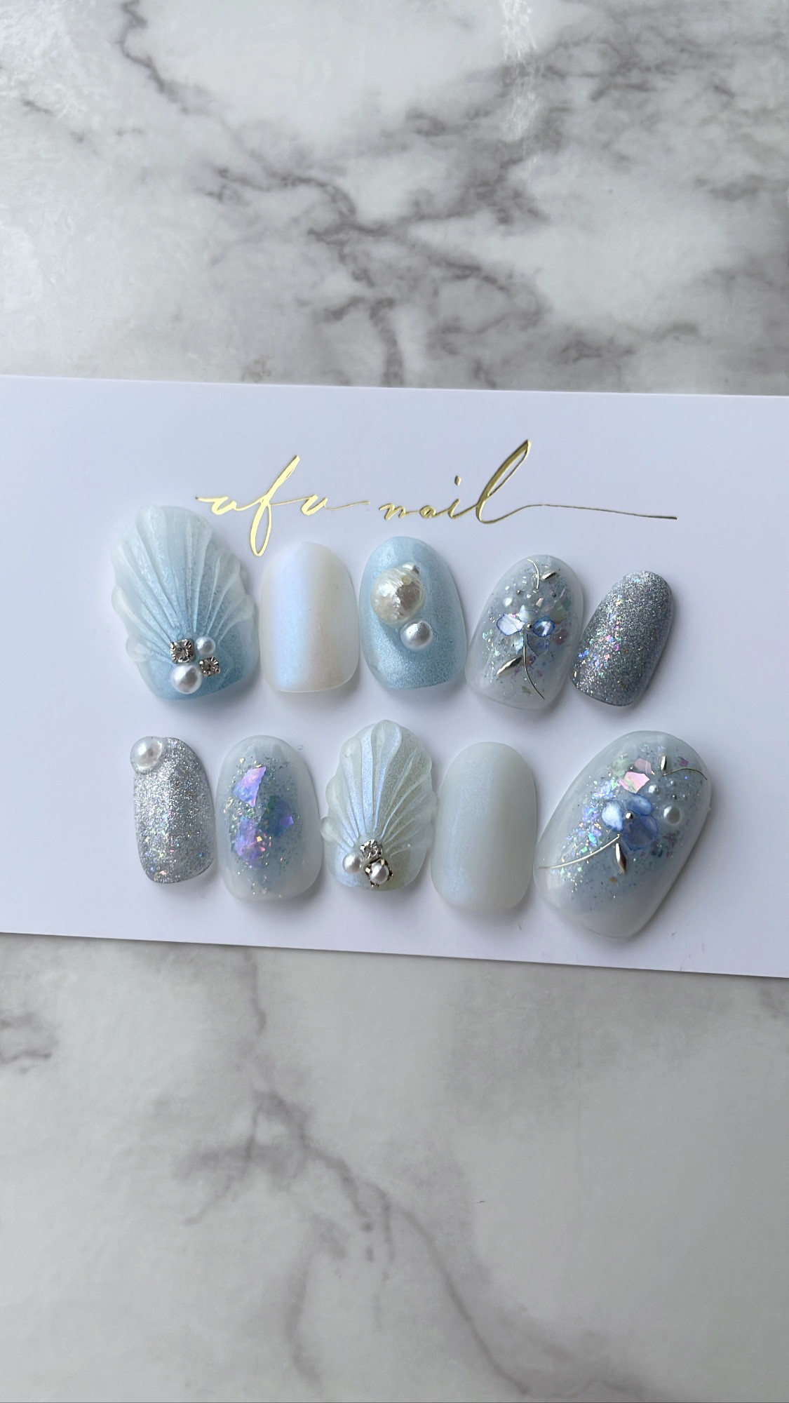pearl mermaid nail （blue）