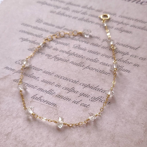 天然石 14kgf グリーントルマリンのブレスレット 華奢 ゴールド