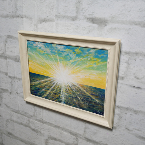 油絵 絵画【冬の朝日】