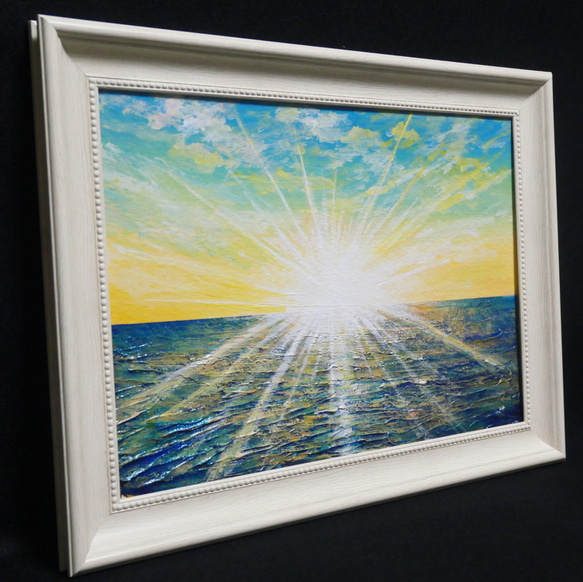 油絵 油彩 油彩画 絵 絵画【朝日の海】 10枚目の画像