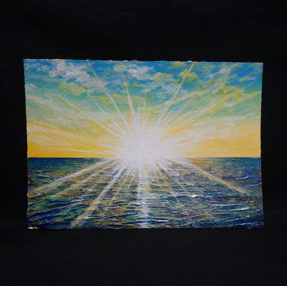 油絵 油彩 油彩画 絵 絵画【朝日の海】 15枚目の画像