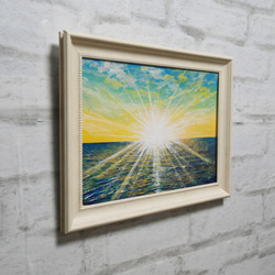 油絵 油彩 油彩画 絵 絵画【朝日の海】 3枚目の画像