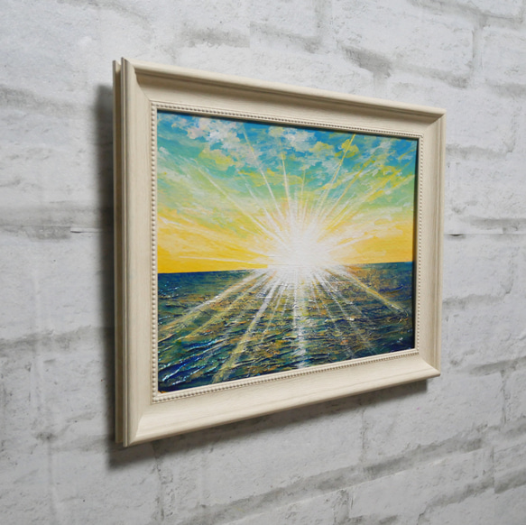 油絵 油彩 油彩画 絵 絵画【朝日の海】 3枚目の画像