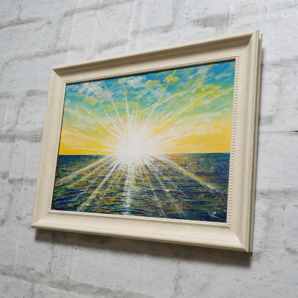 油絵 油彩 油彩画 絵 絵画【朝日の海】 6枚目の画像