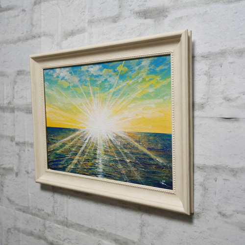油絵 油彩 油彩画 絵 絵画【朝日の海】 絵画 HR 通販 16185674