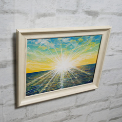 油絵 油彩 油彩画 絵 絵画【朝日の海】 4枚目の画像
