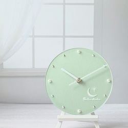 【アクリル×スワロフスキー】キラキラアクリナージュ時計　壁掛け時計　置時計 ミントグリーン 1枚目の画像