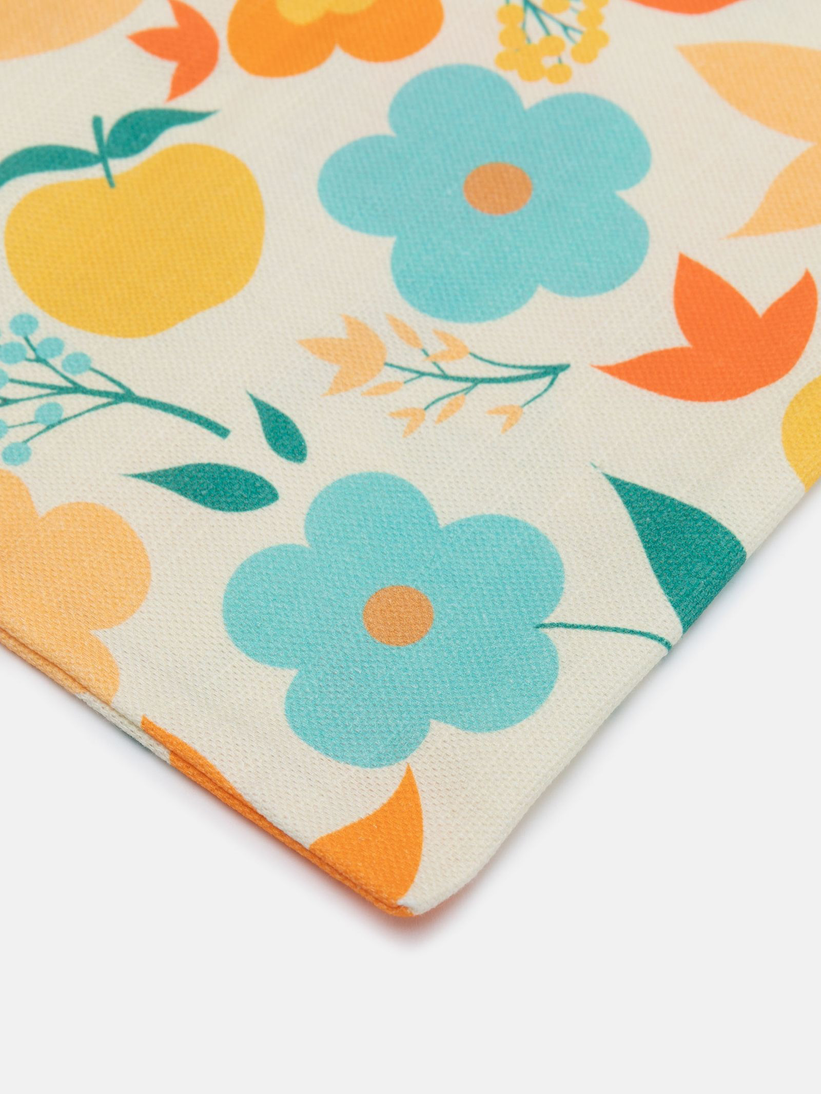 宝石や鉱石のように輝く北欧のカラフルで色鮮やかな花柄や蒼い背景が上品でお洒落 キャンバストートバッグ