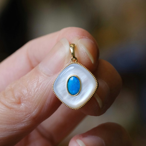 せ*じ様 K18 ペンダントトップ オパール K18 金ゴールドオパールペンダントトップ