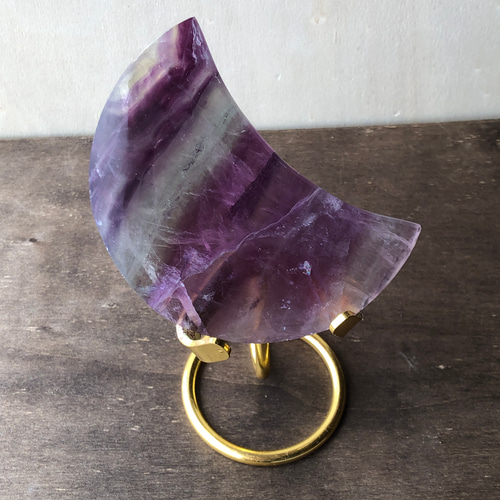 虹入り☆フローライトムーン☆お月様☆瀧川神社にて浄化☆170g☆94.5mm