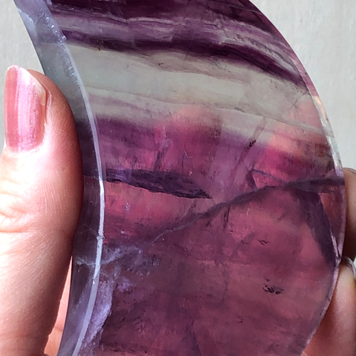 虹入り☆フローライトムーン☆お月様☆瀧川神社にて浄化☆170g☆94.5mm