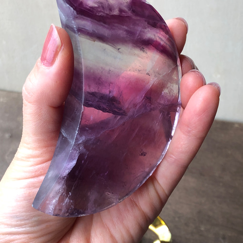 虹入り☆フローライトムーン☆お月様☆瀧川神社にて浄化☆170g☆94.5mm