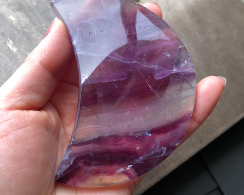 特大 両面 虹色ミネッセントホワイトアンダラ 夢幻 フローライト原石 虹入り☆フローライトムーン☆お月様☆瀧川神社にて浄化☆170g☆94.5mm