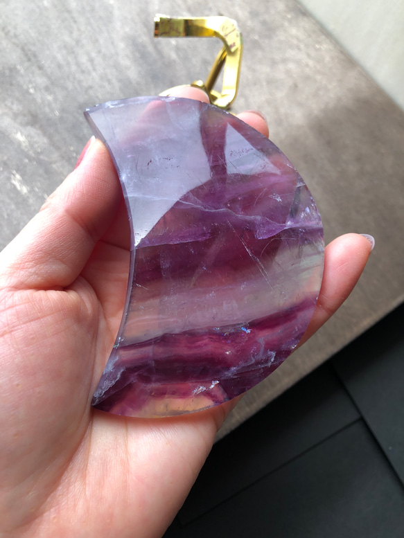 虹入り☆フローライトムーン☆お月様☆瀧川神社にて浄化☆170g☆94.5mm