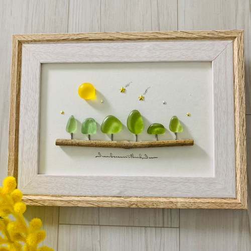 シーグラスアート インテリア雑貨 壁掛け 置物 北欧 ガラス細工 海の