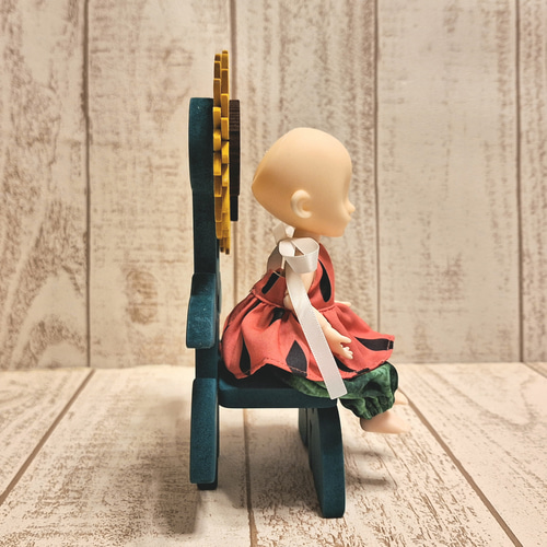 【誠実】 受注制作☆木製☆ドールチェア☆向日葵の椅子☆ミニチュア アクセサリー