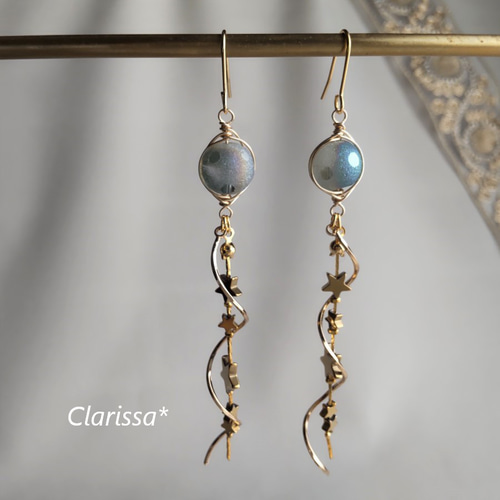 バイカラーロングピアス ホワイト×ブラック バイカラーロングピアス ホワイト×ブラック