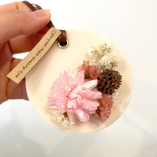 香りが選べるꕤアロマワックスサシェ / ピンク / 丸型 キャンドル