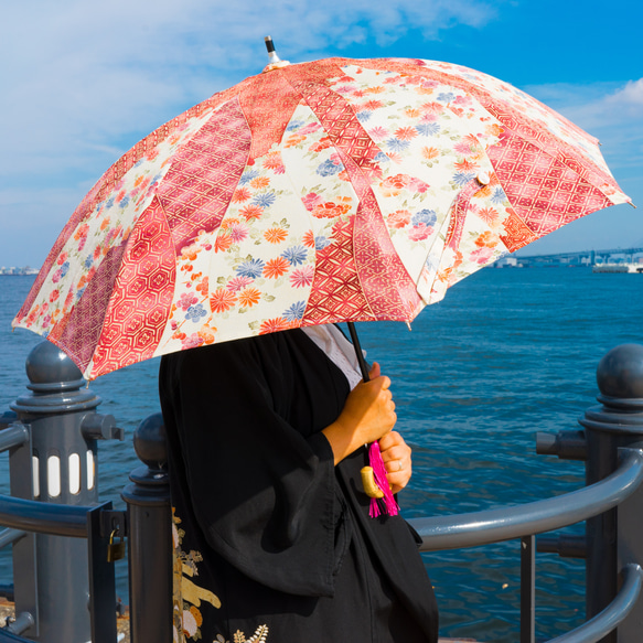 日傘在庫一掃セール40％OFF】02 ワンタッチオープン日傘 コサージュ  