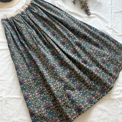 ゴムタックスカート　フリーサイズ　ウィリアムモリス　ヒヤシンスネイビー 4枚目の画像