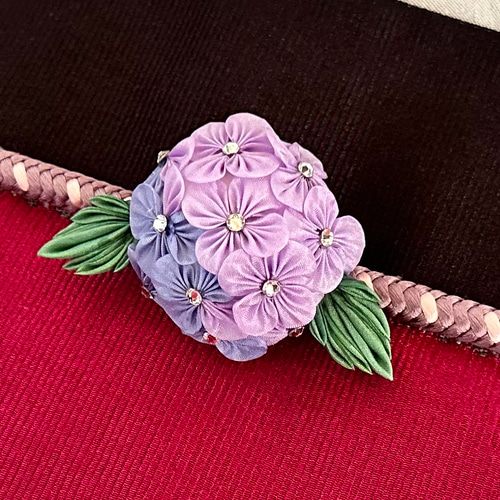 名花(紫陽花) つまみ細工帯留め コサージュ ことゆり 通販